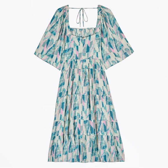 BA&SH Multicolor Midi Dress with String Tie Back. - Picture 4 of 16